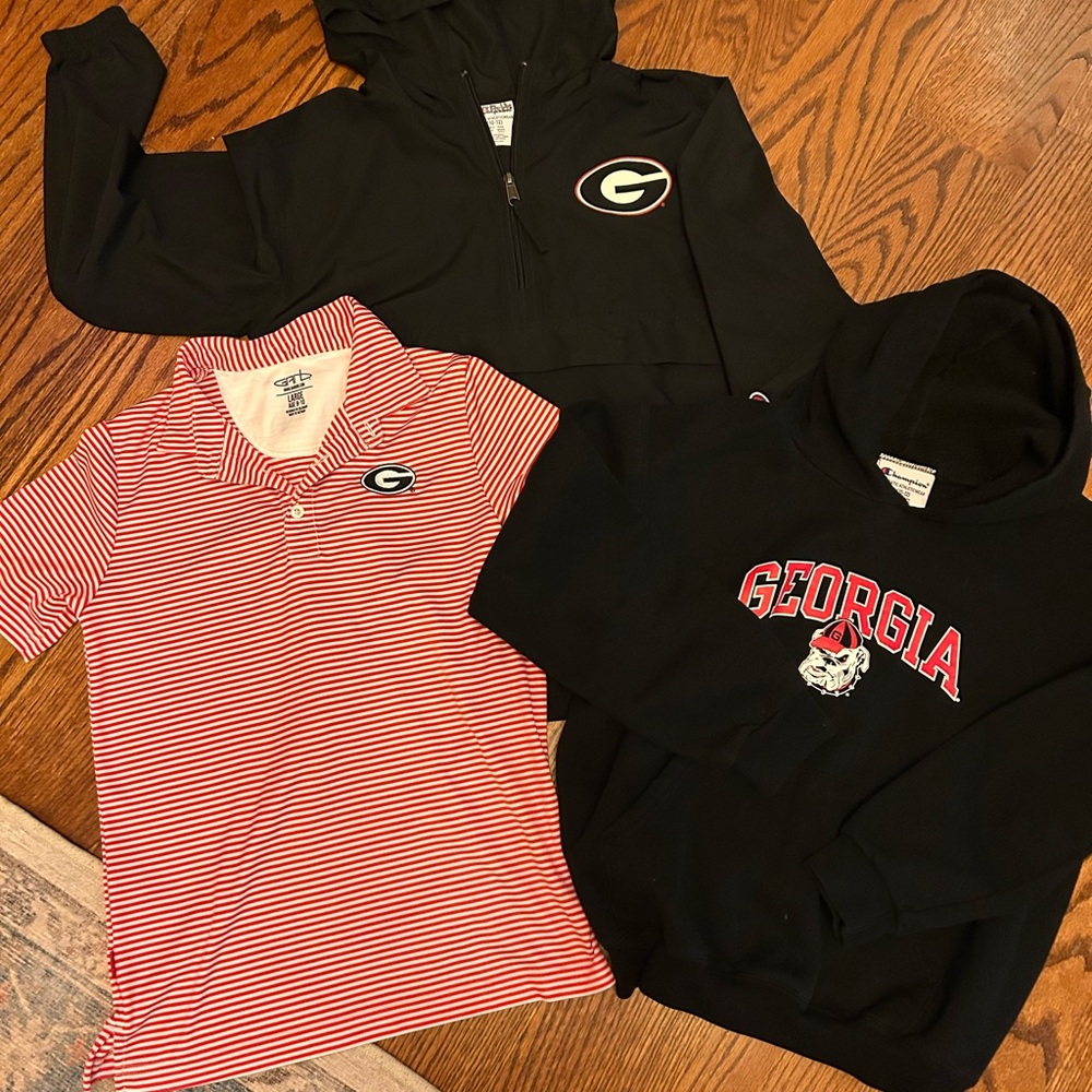 Georgia Kids Black and Red Hoodies and Polo Set